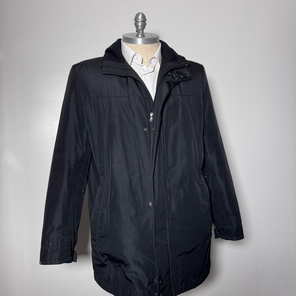 Hugo Boss Field Jacket Mens 54 Black Solid Polyester Utility Zip‎ Coat